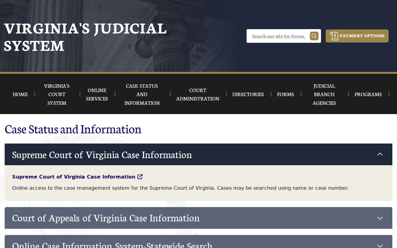 Lunenburg County warrant search source distinguishing OCIS case information from a warrant-status check