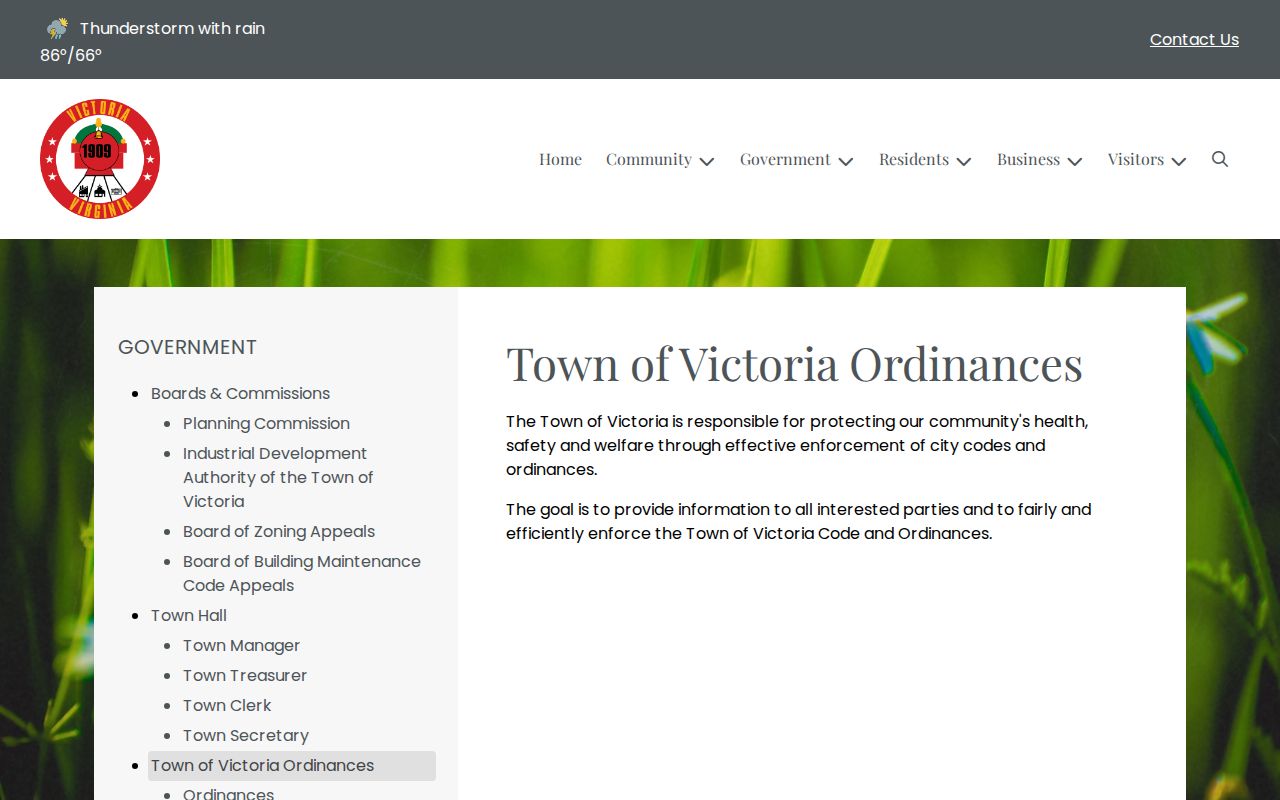 Victoria warrant records source showing the town ordinances page for code context